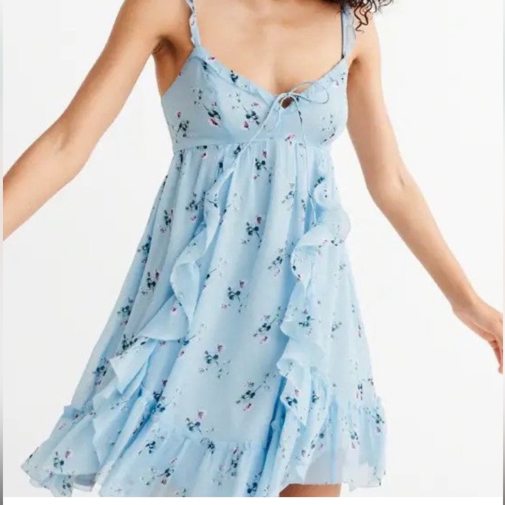 Abercrombie Blue Ruffle Babydoll dress size S
